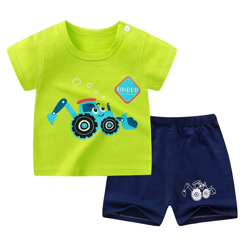 Conjuntos de ropa para niños Camiseta con estampado de dibujos animados para niños Camisetas de moda sencillas Pantalones cortos Nuevas camisetas lindas Chándales de manga corta para niños Pantalones cortos