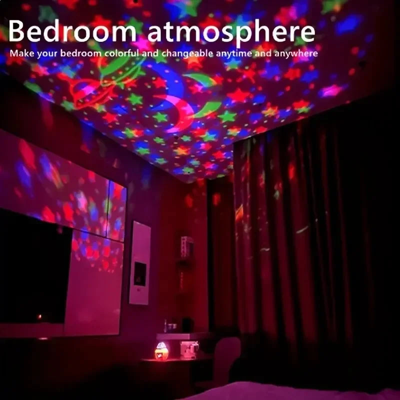 Luces nocturnas LED de cielo estrellado, lámpara de proyector giratoria USB, bola mágica, luna, estrella, luces de Navidad, decoraciones de ambiente para el hogar y la habitación
