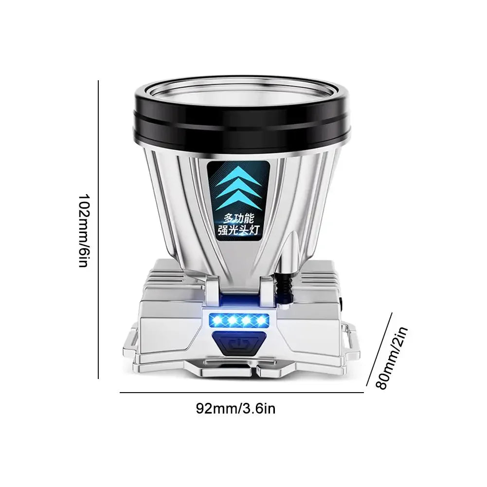 Lampe frontale LED rechargeable haute puissance ultra-lumineuse, lampe torche d'extérieur à charge d'urgence haute luminosité, lampe de pêche