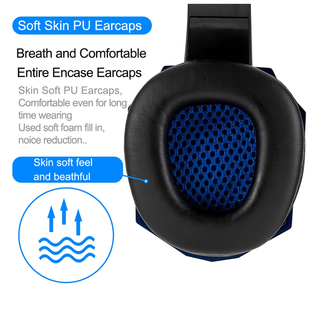 Nye spillhodesett med LED-lys, mikrofon, stereohodetelefoner, dyp bass for PC-datamaskin, gamer, bærbar PC, øretelefoner for PS4 og Xbo