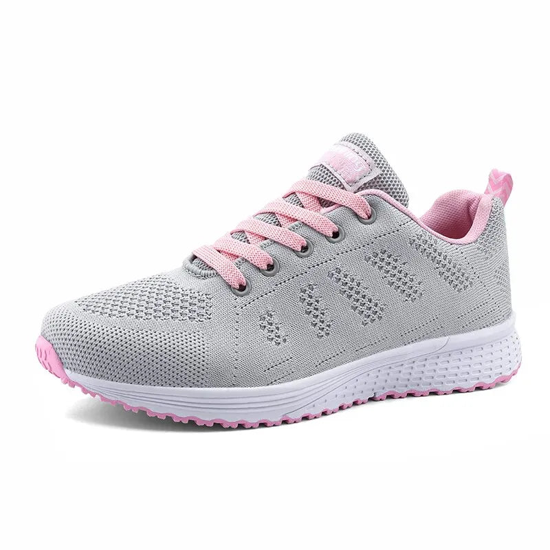 Zapatillas casuales de mujer, moda, transpirables, de malla para caminar, planas, blancas, calzado femenino