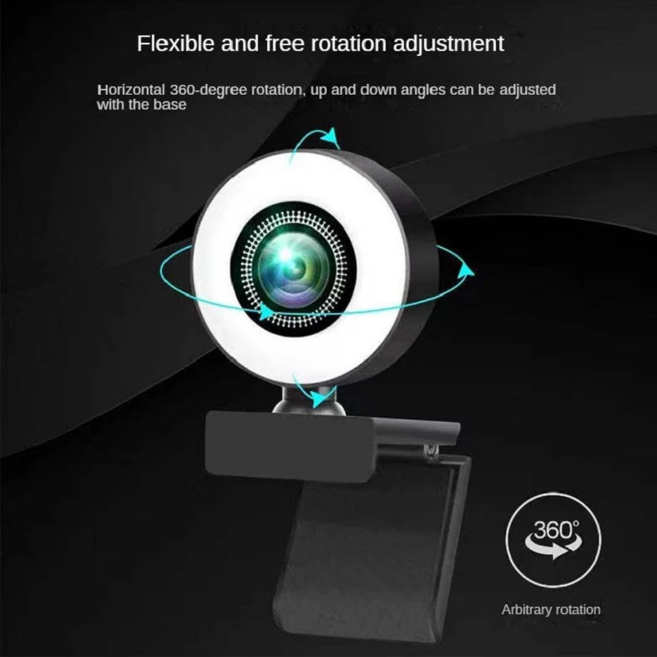 Webkamera 1080P Minikamera Full HD Webkamera Med Ringfyllingslys Mikrofon USB Direktesending For Youtube PC Bærbar PC Videoopptak