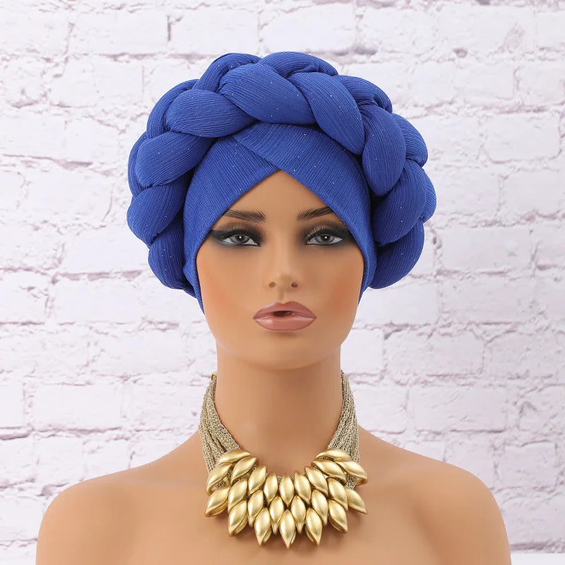 Couvre-chef africain à paillettes pour femmes, foulard, bonnet, bonnet, couvre-chef de mariage nigérian, couvre-chef de fête, chapeau