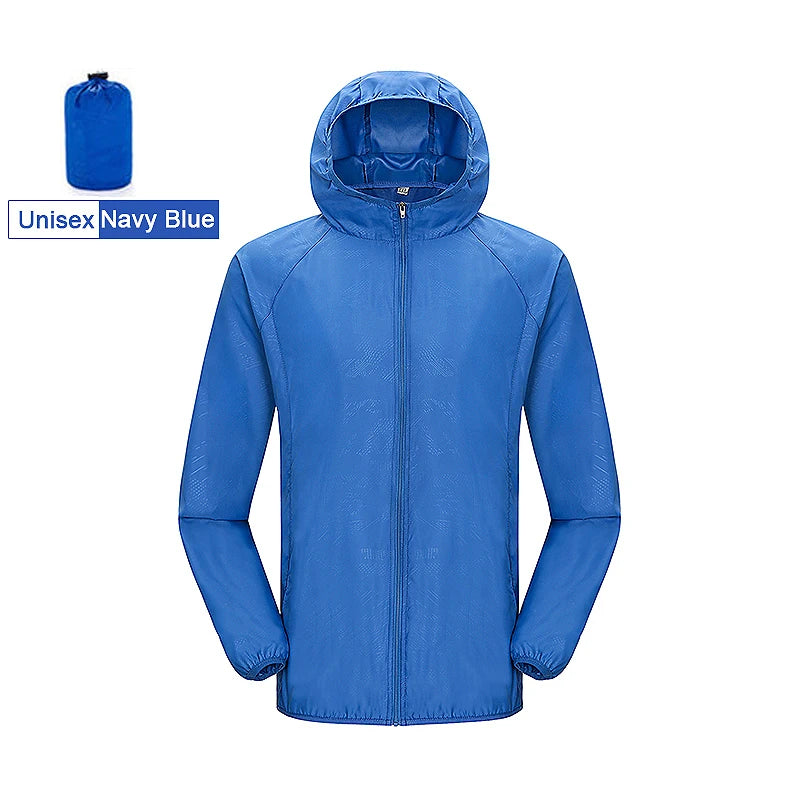 JNLN Chaqueta de senderismo unisex para hombre y mujer, impermeable, de secado rápido, cortavientos para camping, ropa de pesca al aire libre, chubasquero anti-UV