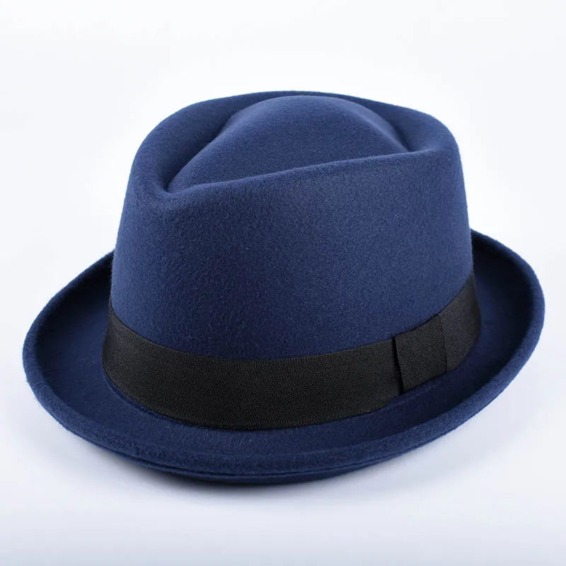 Sombrero Fedora Clásico para Hombre, Moda Otoño 2025, Invierno Sólido, Manga Corta, Fedora, Sombreros Jazz, Gorra de Fieltro Negra para Mujer/Caballero
