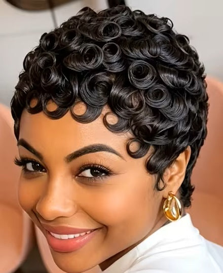 Highlight Curly Pixie Human Hair Wig
