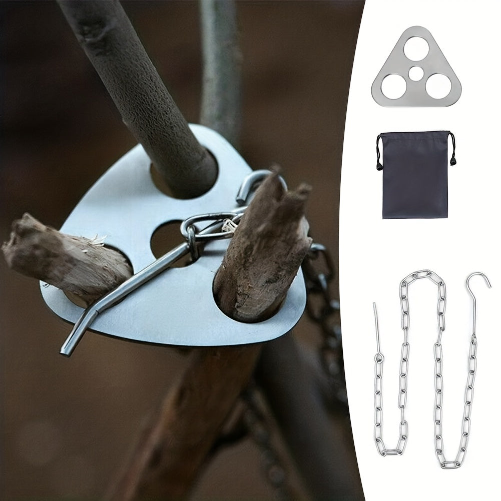 Equipo y material de camping portátil Rejilla colgante de trípode para barbacoa desmontable para exteriores Juego de accesorios para cocinar en fogata
