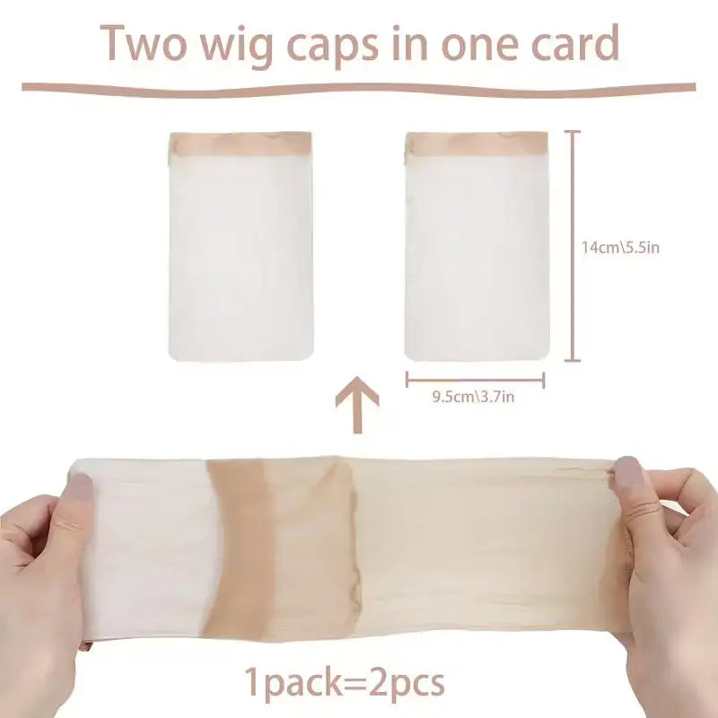 2 pieces of women's HD wig caps, suitable for lace front wigs, elastic medium nylon long tube caps, light brown wig caps