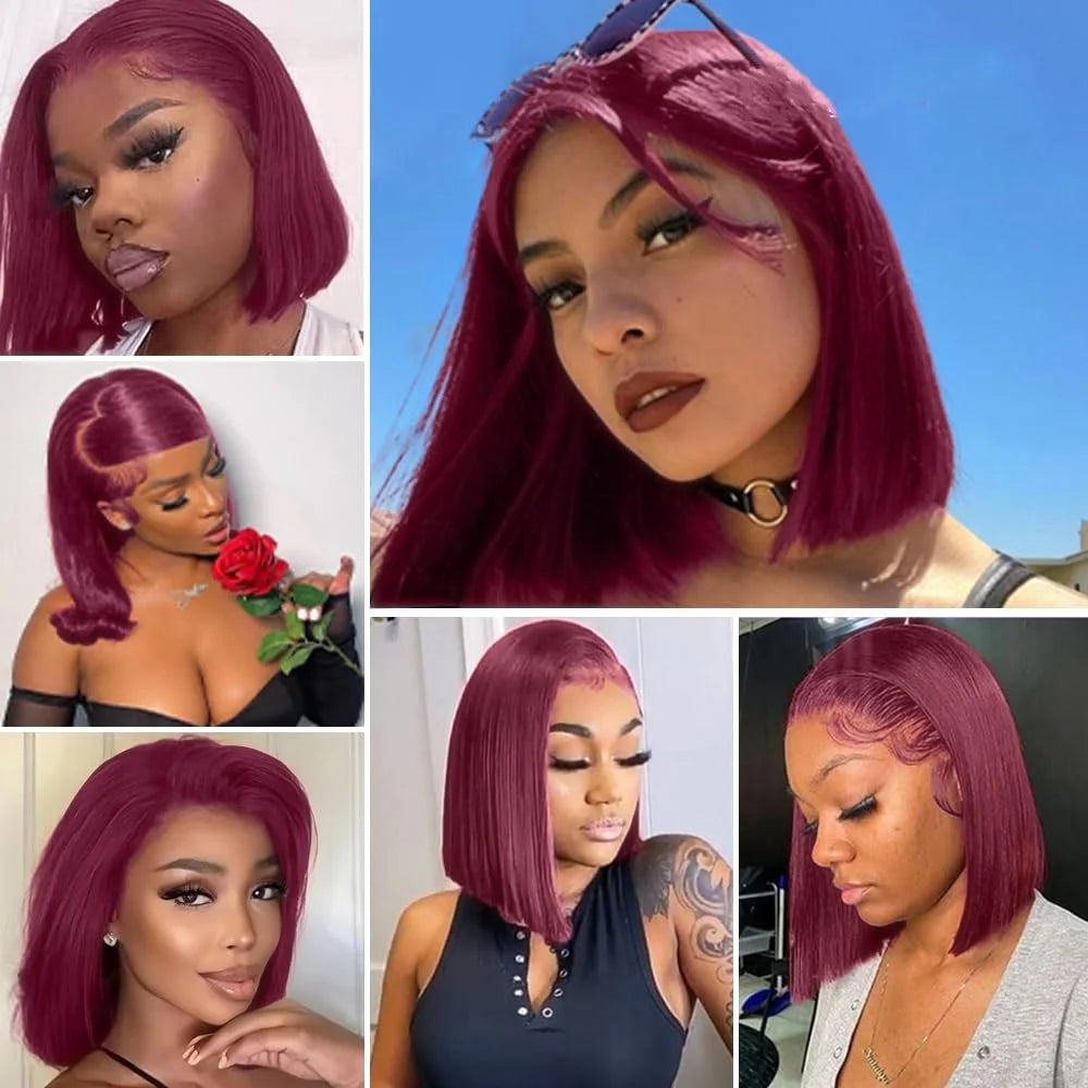 99J Burgundy Lace Bob Wig (18")
