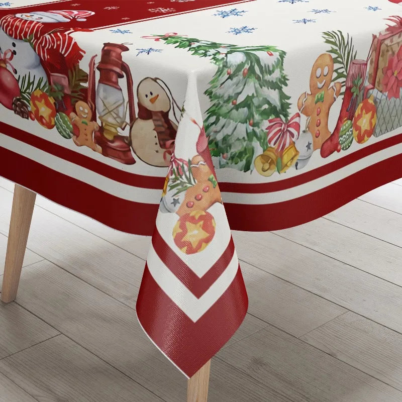 Christmas Theme Tablecloth Oil-proof Waterproof Tablecloth Home Party Tablecloth Rectangular Dining Table Decoration Table Cover