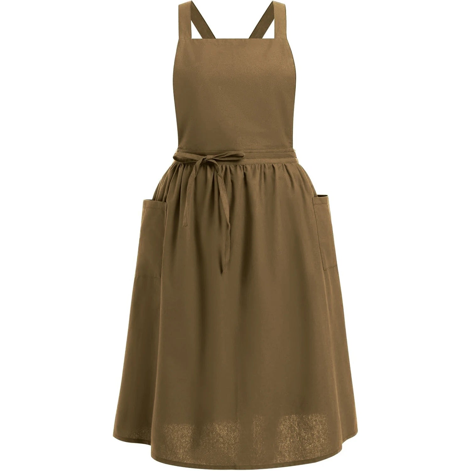 Waterproof Women Girls Vintage Apron Adjustable Gardening Works Cross Back Cotton/Linen Blend Aprons Pinafore Dress