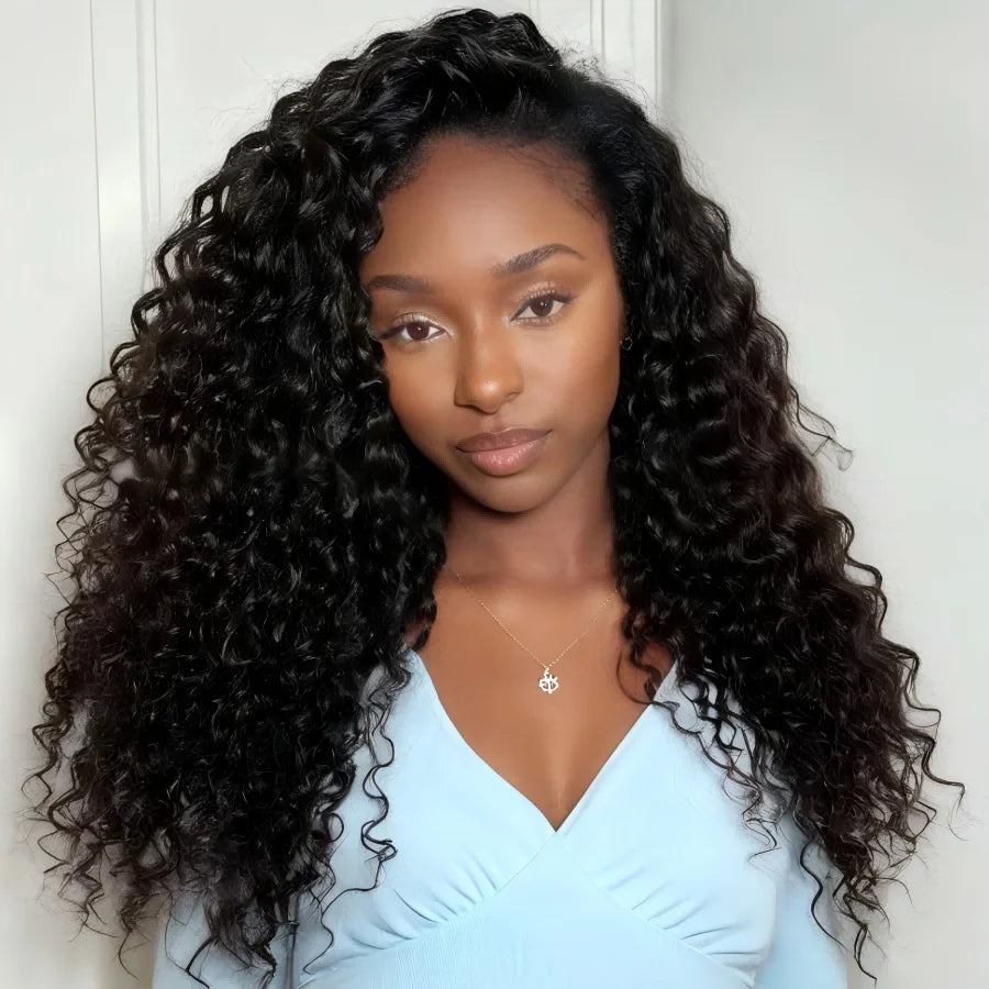 Drawstring Jerry Curly 3-in-1 Half Wig