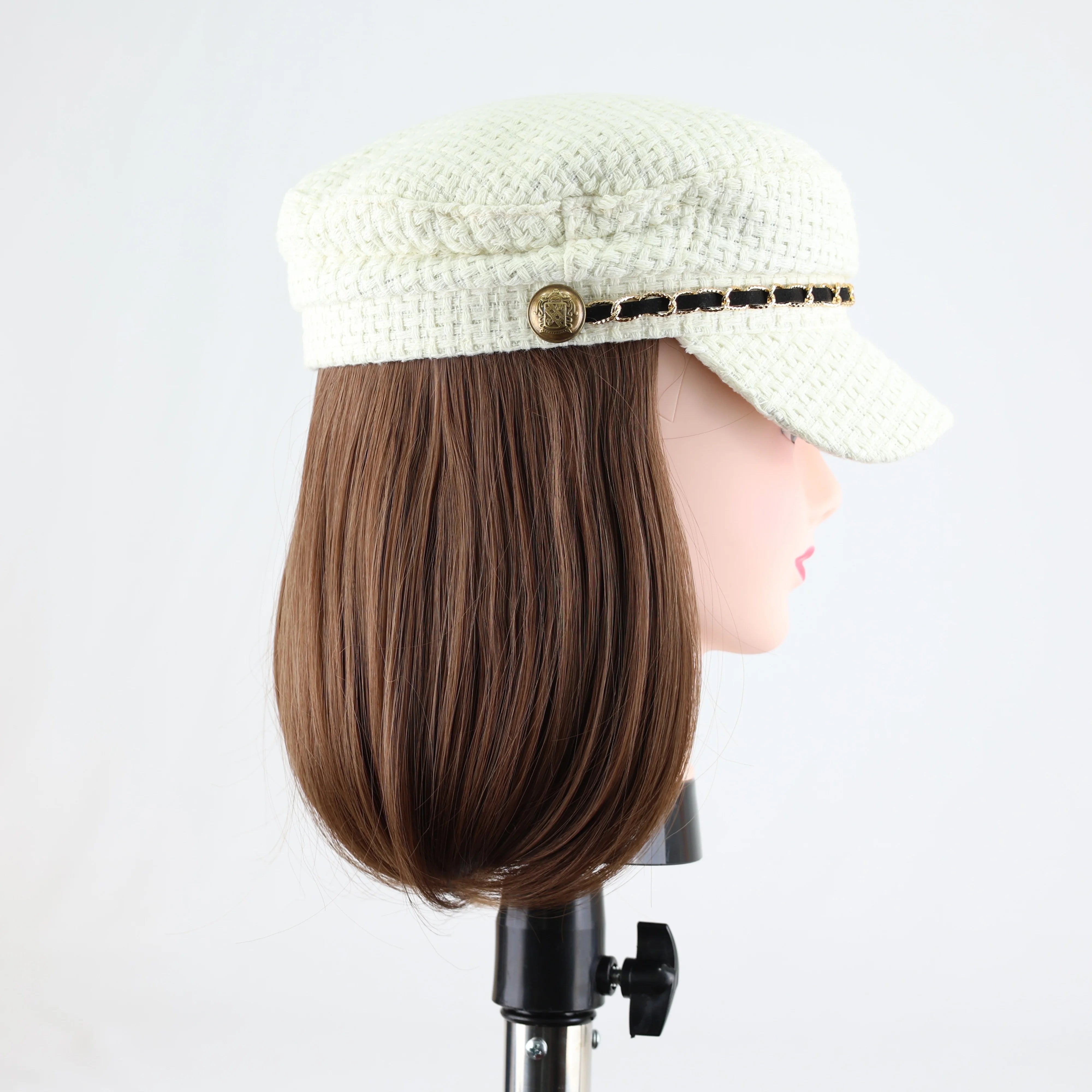 Plaid Newsboy Hat Wig