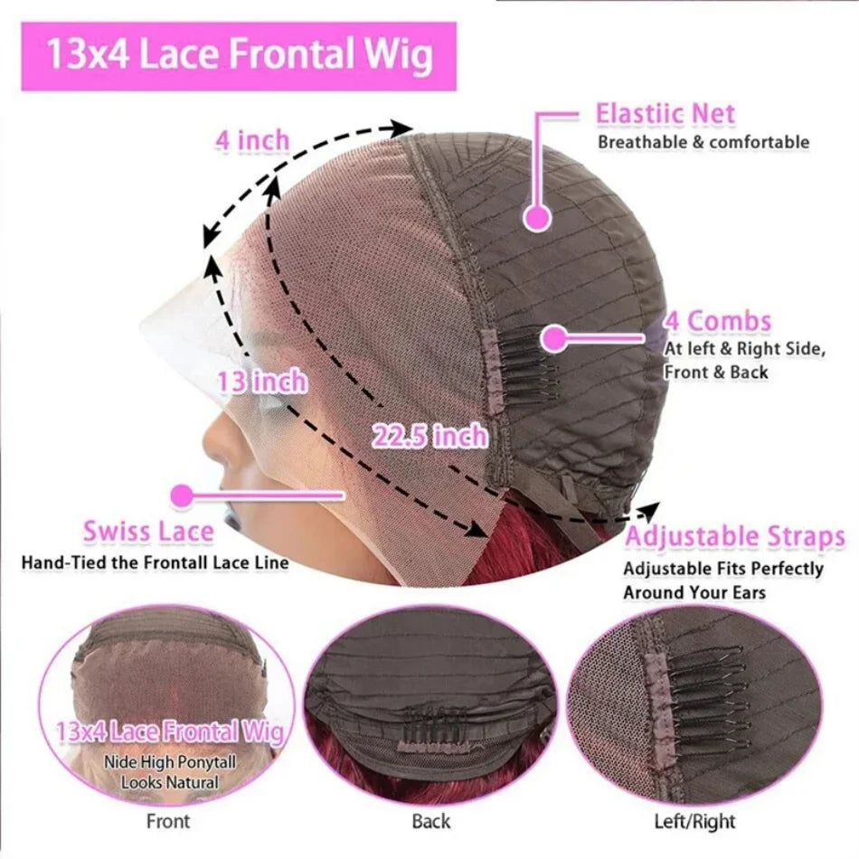 99J Burgundy Lace Bob Wig (18")