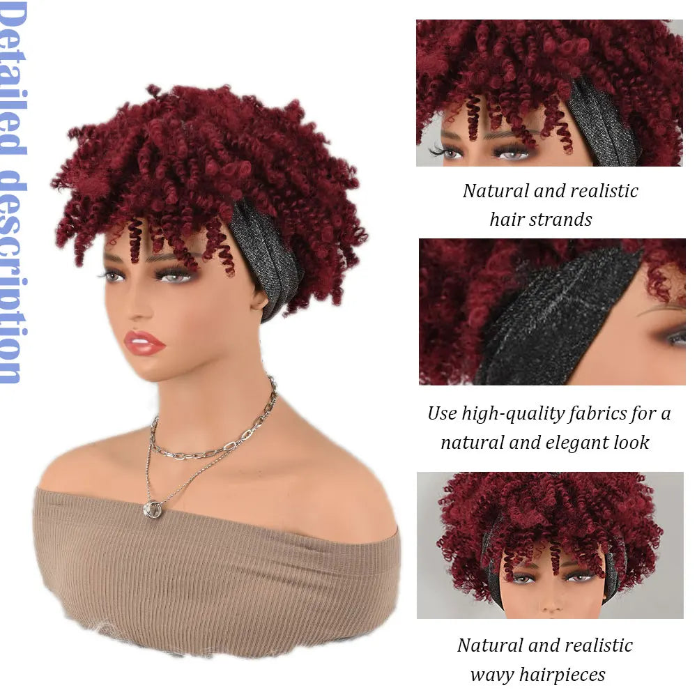 Wine Red Headband Wig