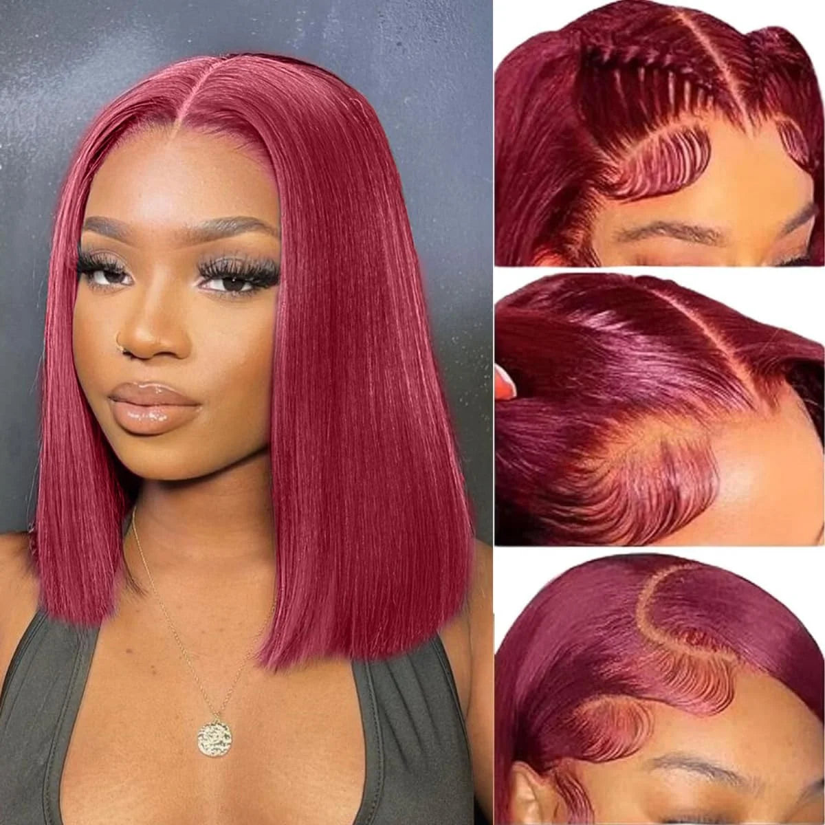 99J Burgundy Lace Bob Wig (18")