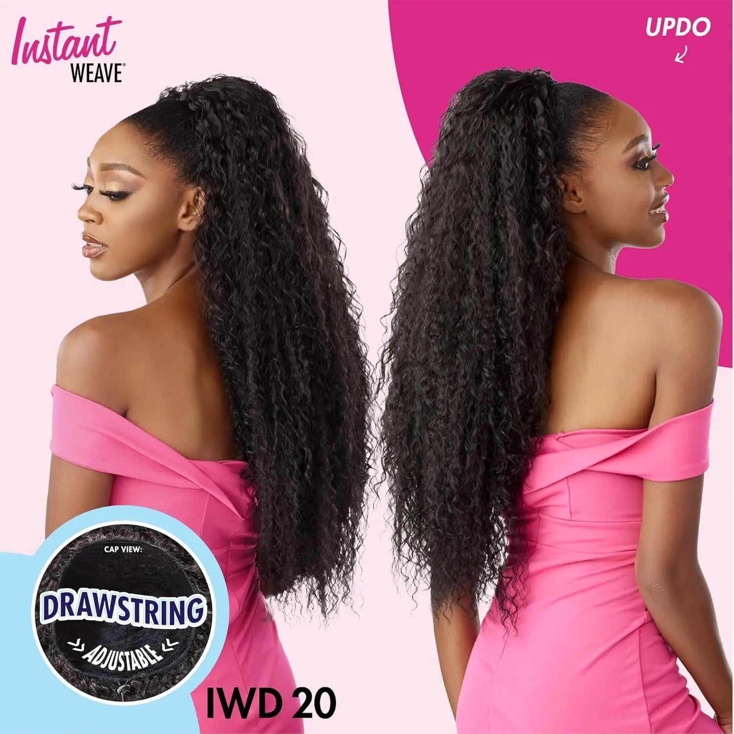 Sensationnel Instant Weave Half Wig Gorro con Cordón IWD 20 - Rizos Largos y Sueltos, Aspecto Natural, Rápida y Versátil, Pelo Sintético