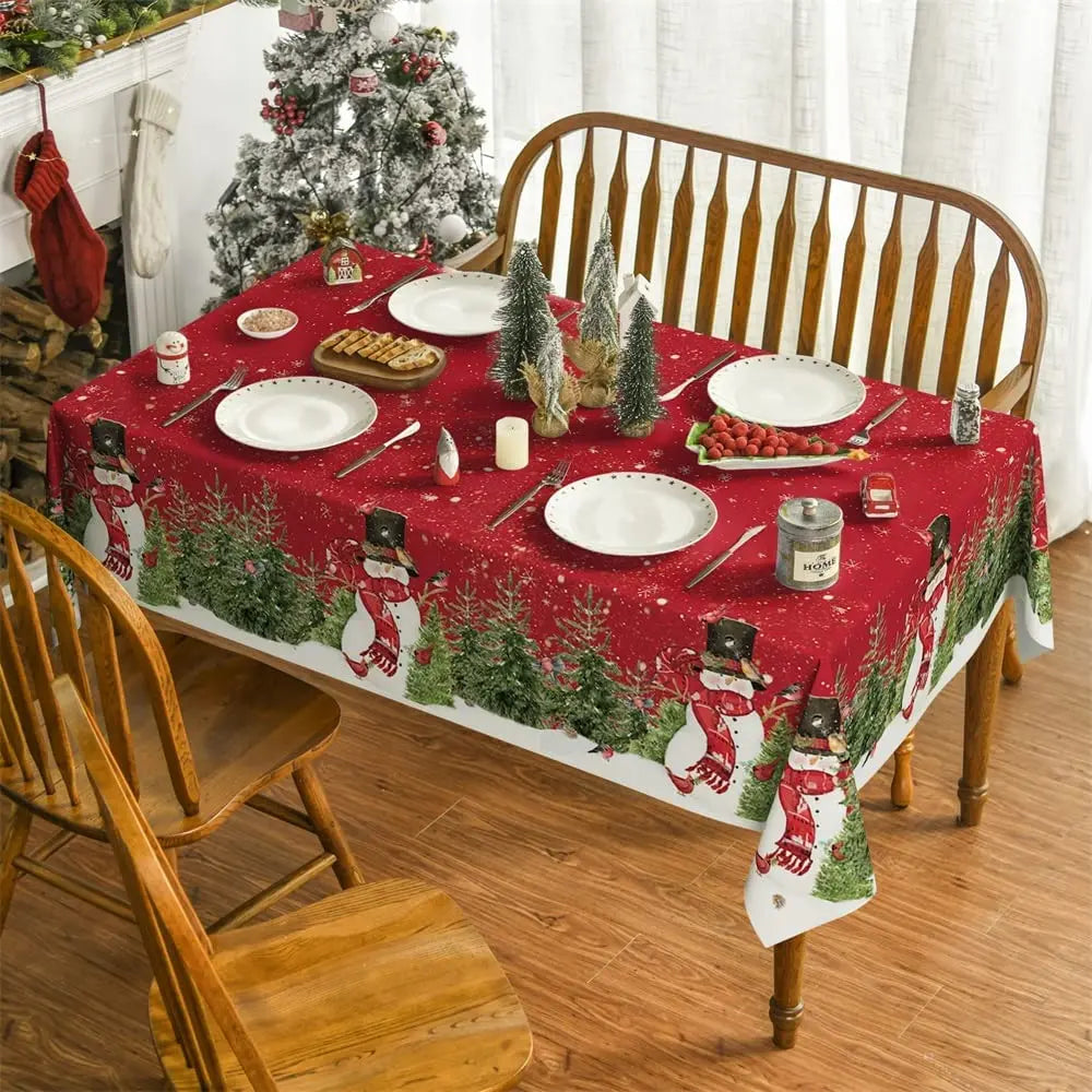 Christmas Theme Tablecloth Oil-proof Waterproof Tablecloth Home Party Tablecloth Rectangular Dining Table Decoration Table Cover