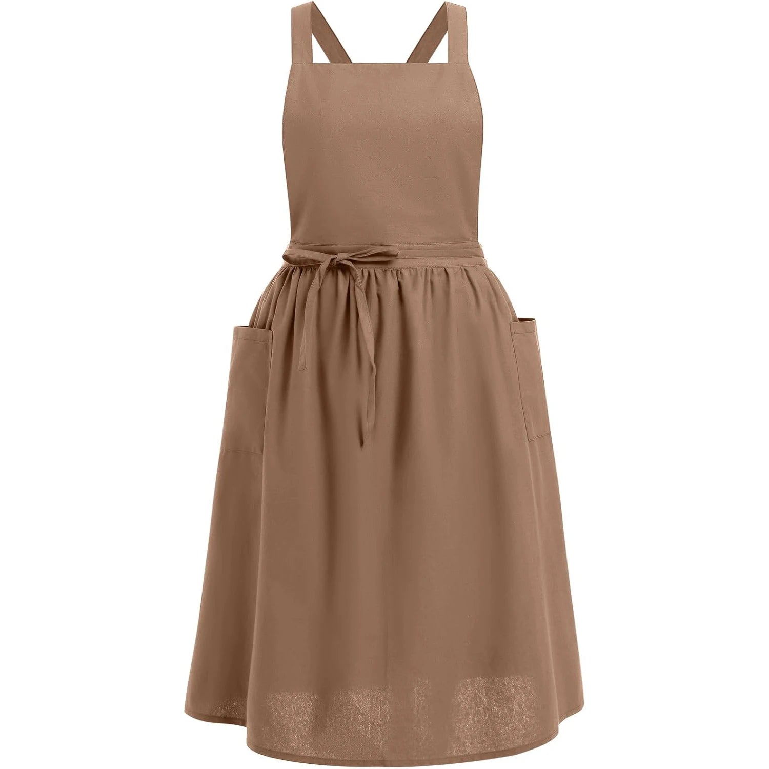 Waterproof Women Girls Vintage Apron Adjustable Gardening Works Cross Back Cotton/Linen Blend Aprons Pinafore Dress
