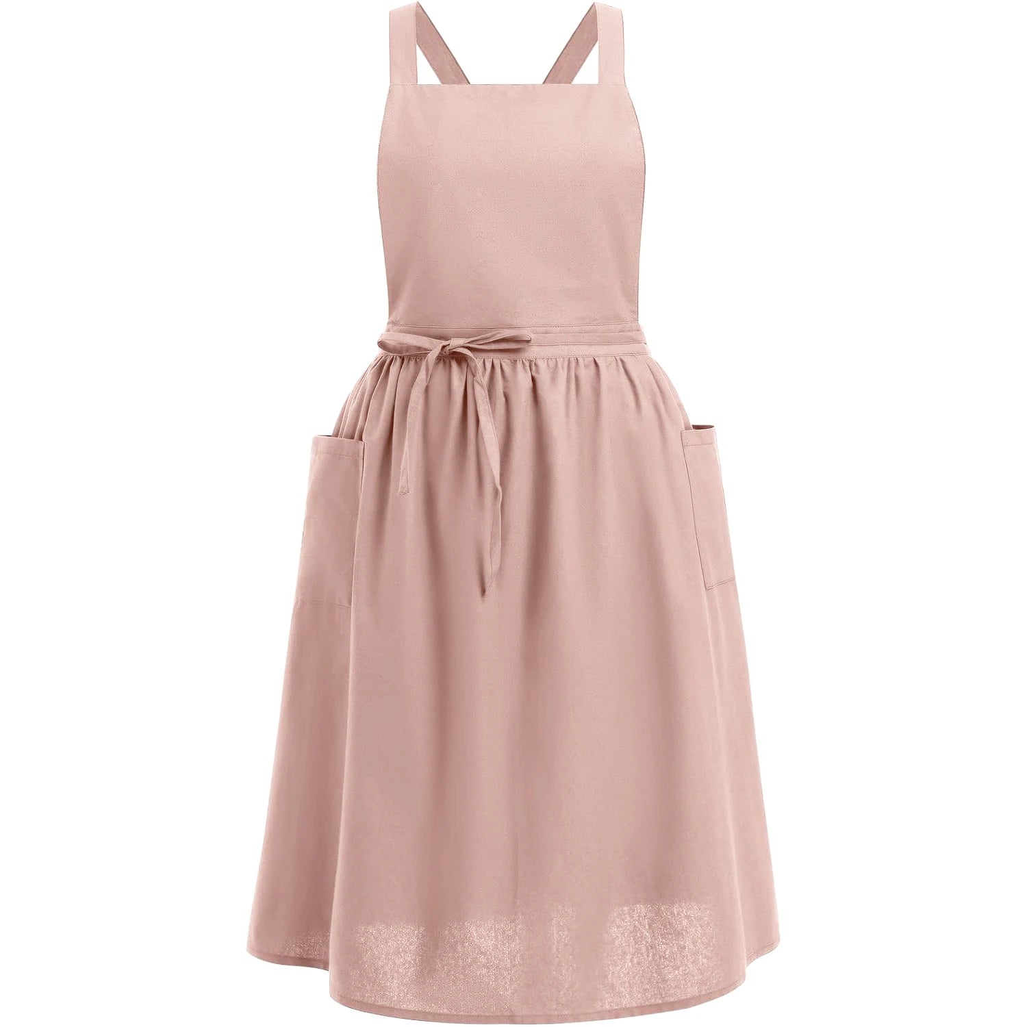Waterproof Women Girls Vintage Apron Adjustable Gardening Works Cross Back Cotton/Linen Blend Aprons Pinafore Dress