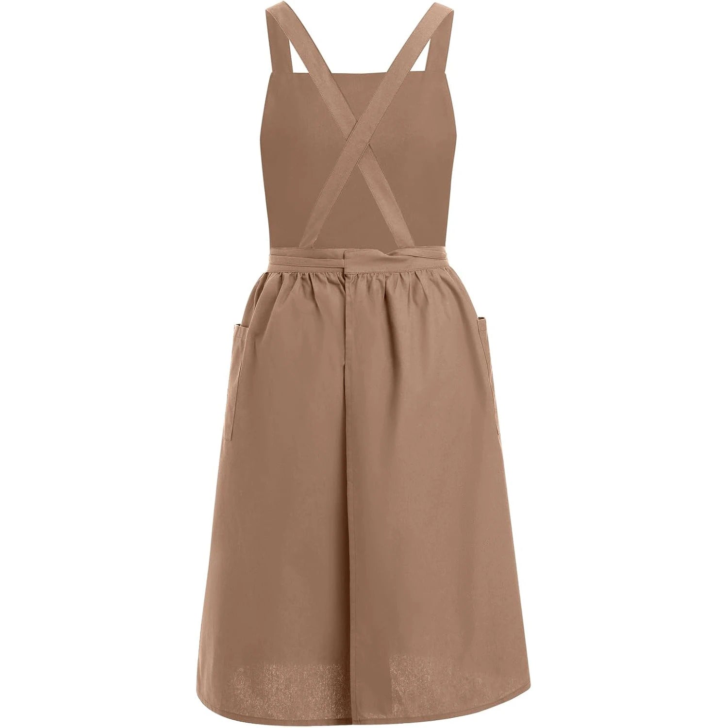 Waterproof Women Girls Vintage Apron Adjustable Gardening Works Cross Back Cotton/Linen Blend Aprons Pinafore Dress