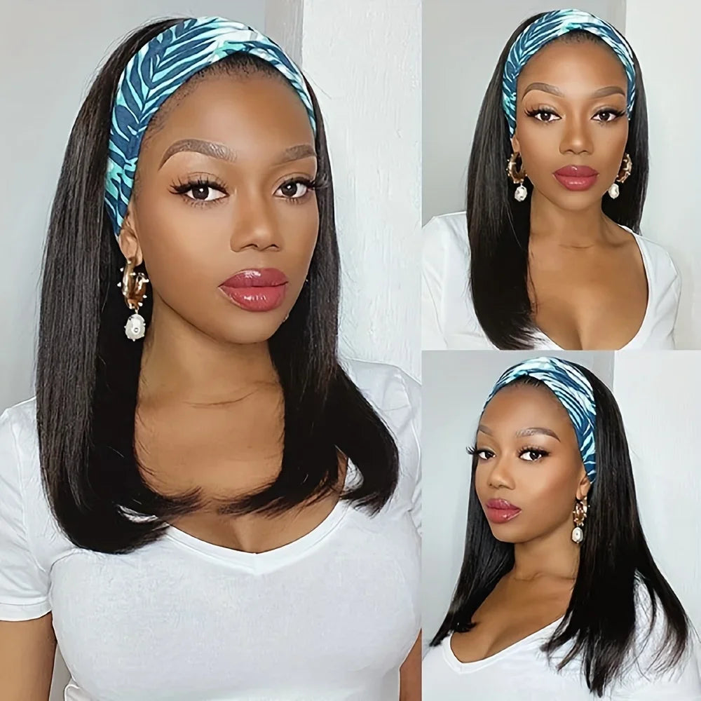 Straight Human Hair Headband Wig