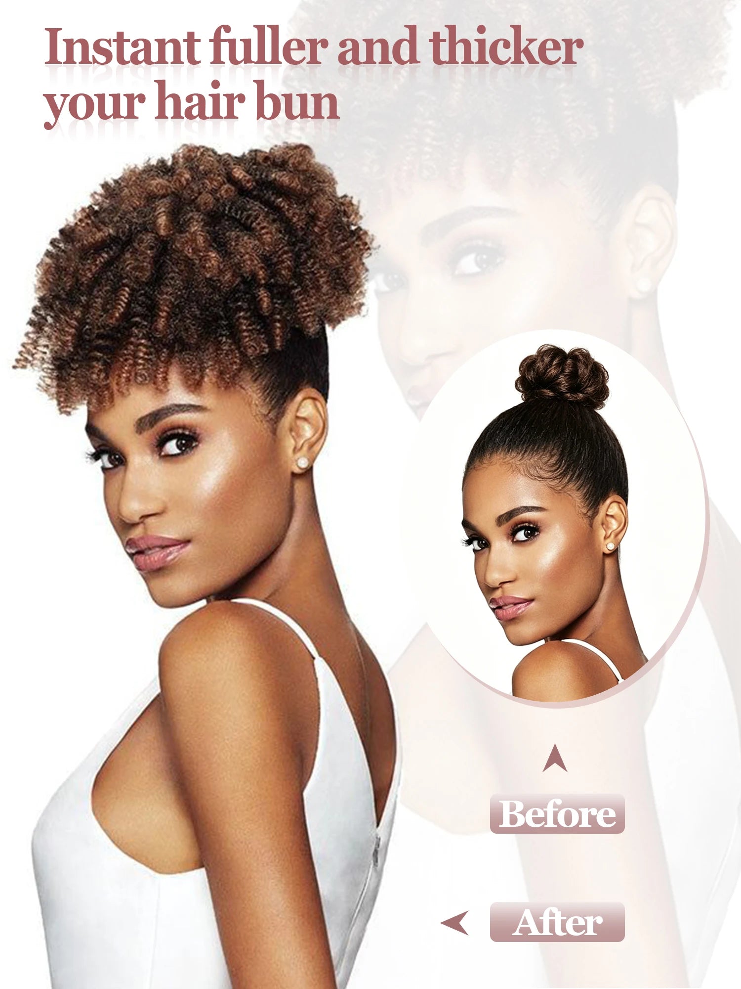 Queue de cheval bouclée synthétique pour femme à clipser, style Afro Puff, chignon désordonné, pour occasions multiples