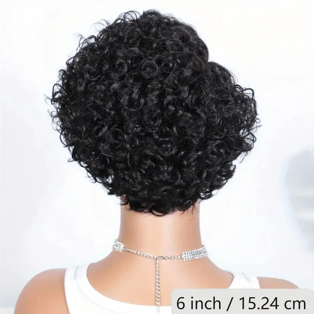 13x4 Gjennomsiktig Blonde Krøllete Pixie Parykk