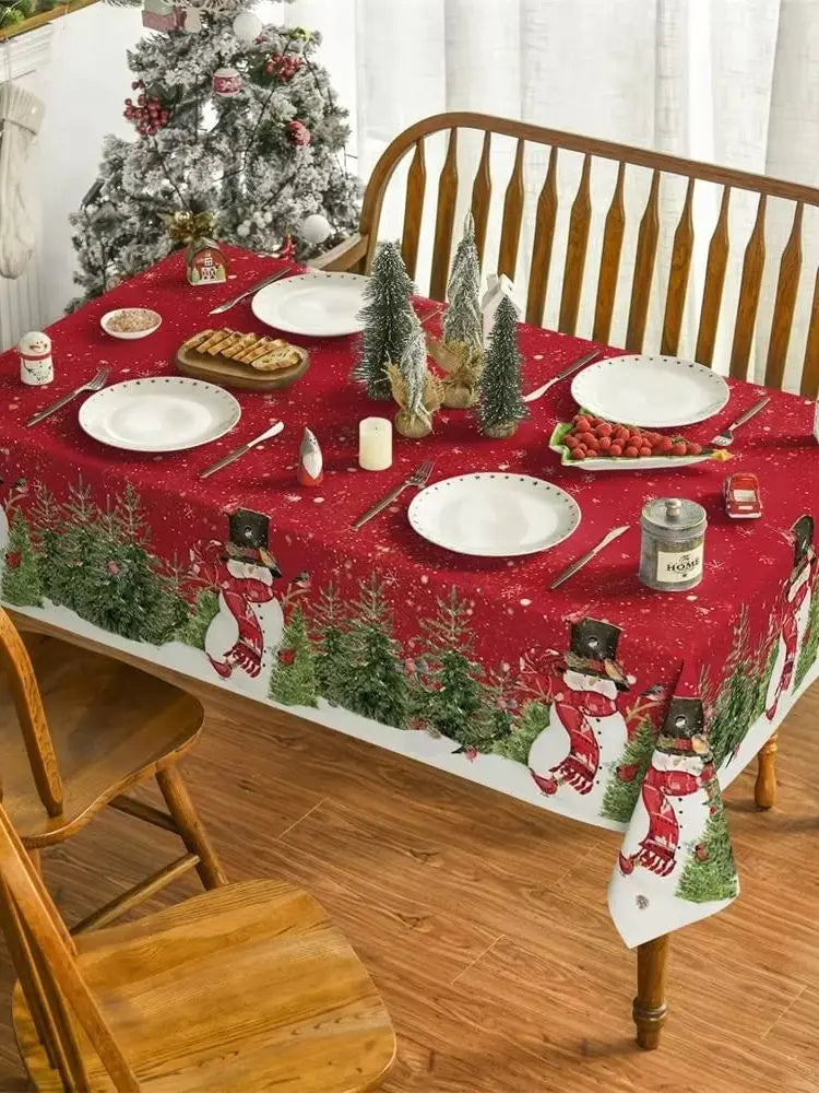 Christmas Theme Tablecloth Oil-proof Waterproof Tablecloth Home Party Tablecloth Rectangular Dining Table Decoration Table Cover