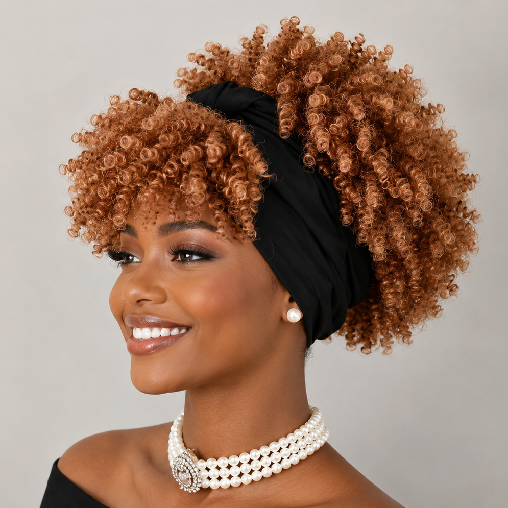 Red Curly Headband Wig