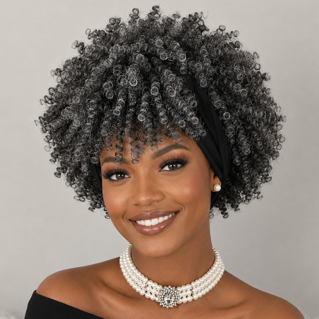 Short Red Curly Headband Wig