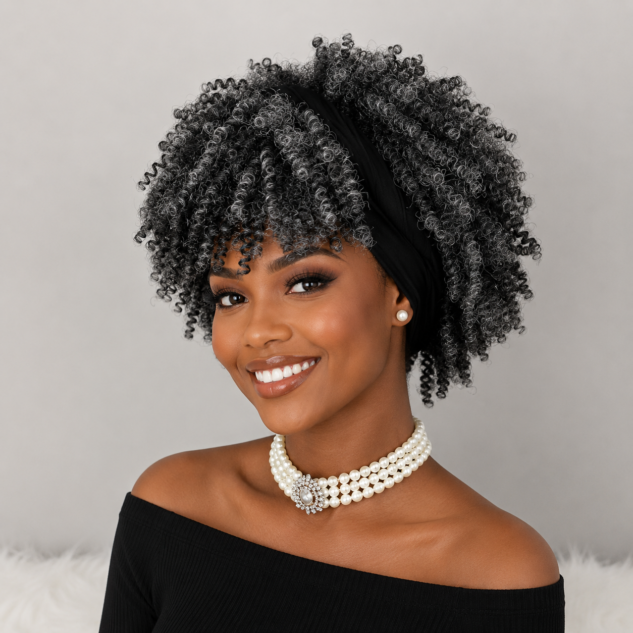 Short Red Curly Headband Wig