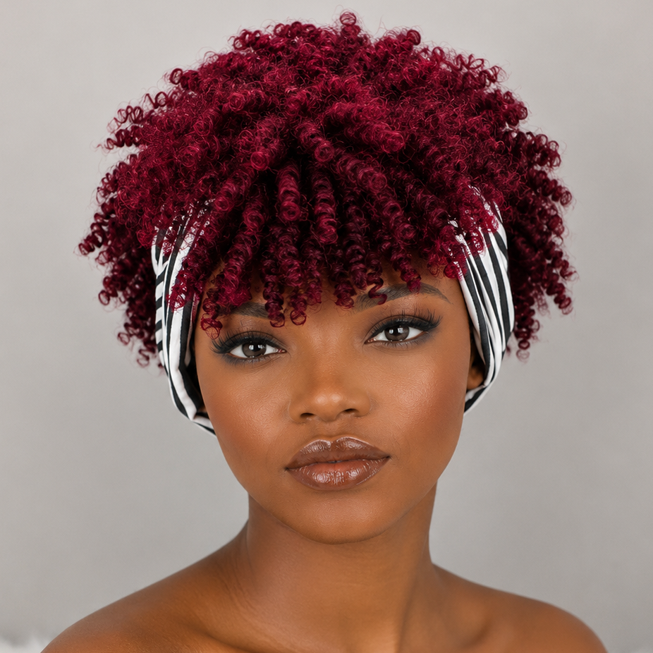 Red Curly Headband Wig