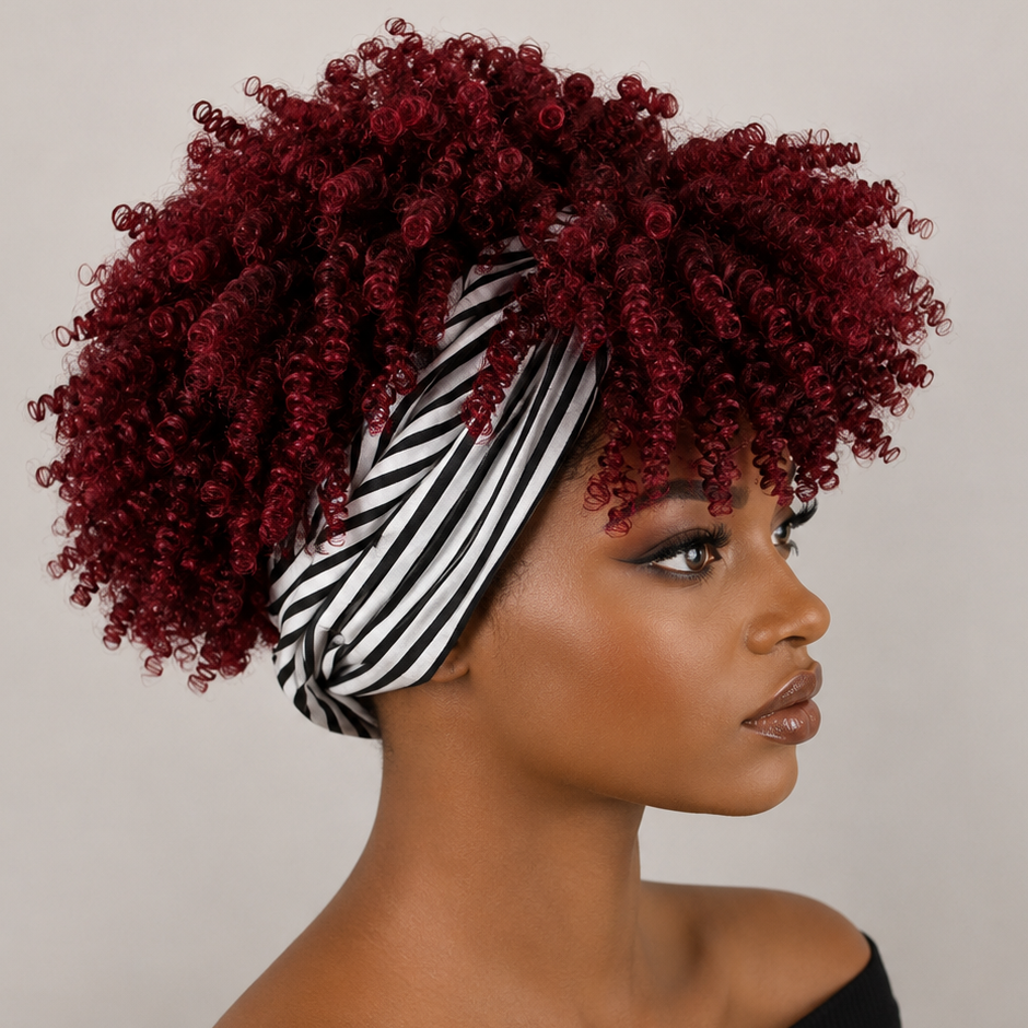 Red Curly Headband Wig