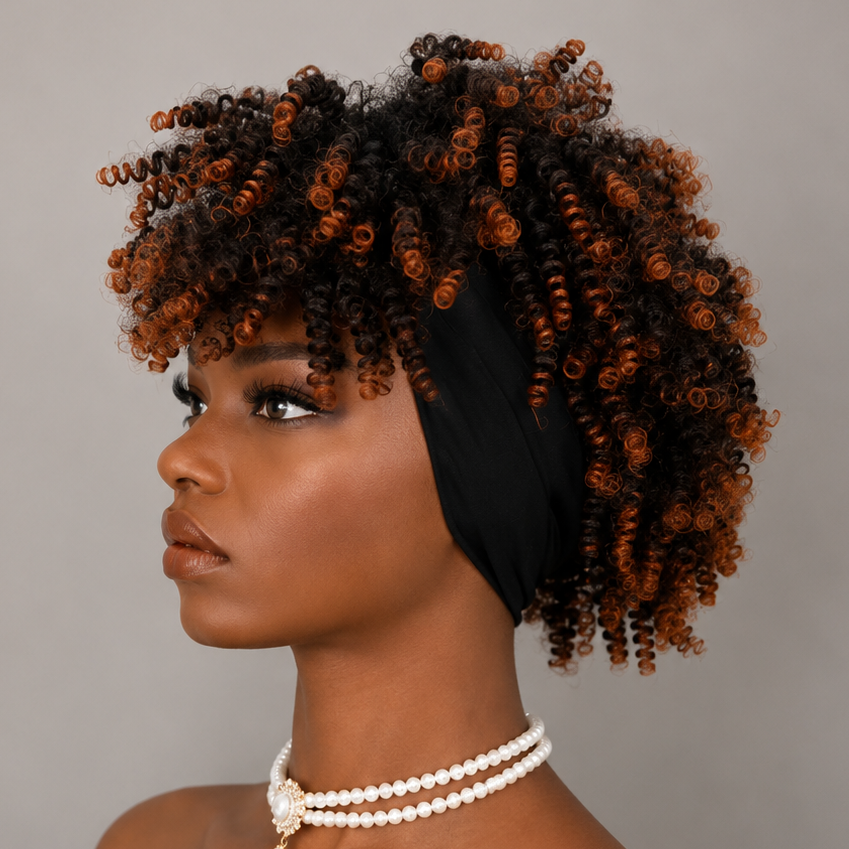 Curly Headband Wig with Bangs