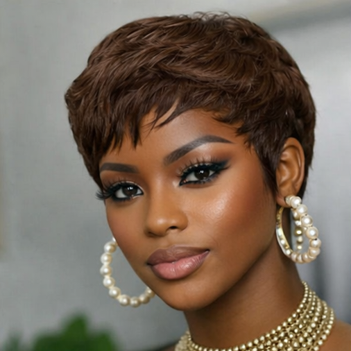 Burgunder Pixie Parykk