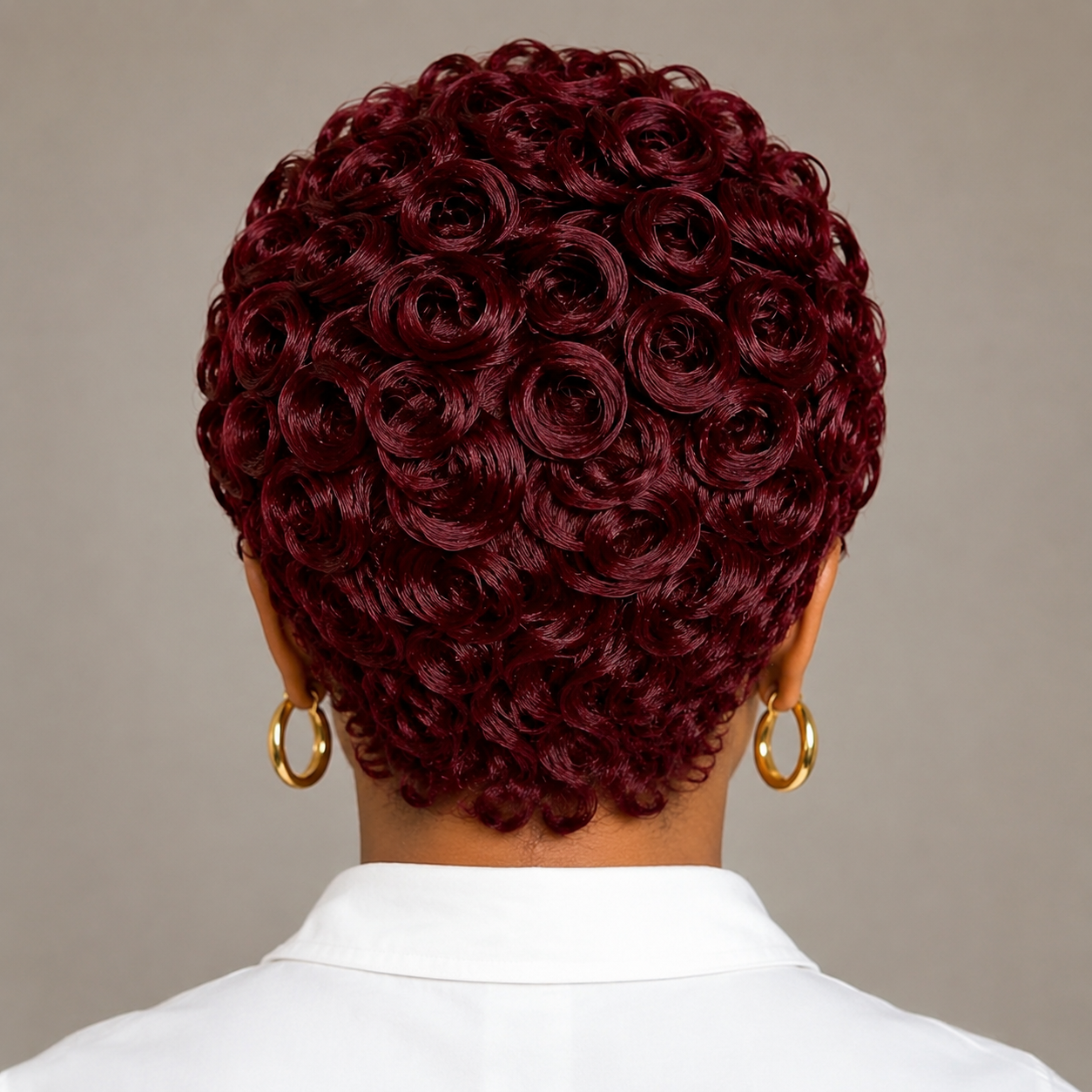 Burgundy Curly Pixie Wig