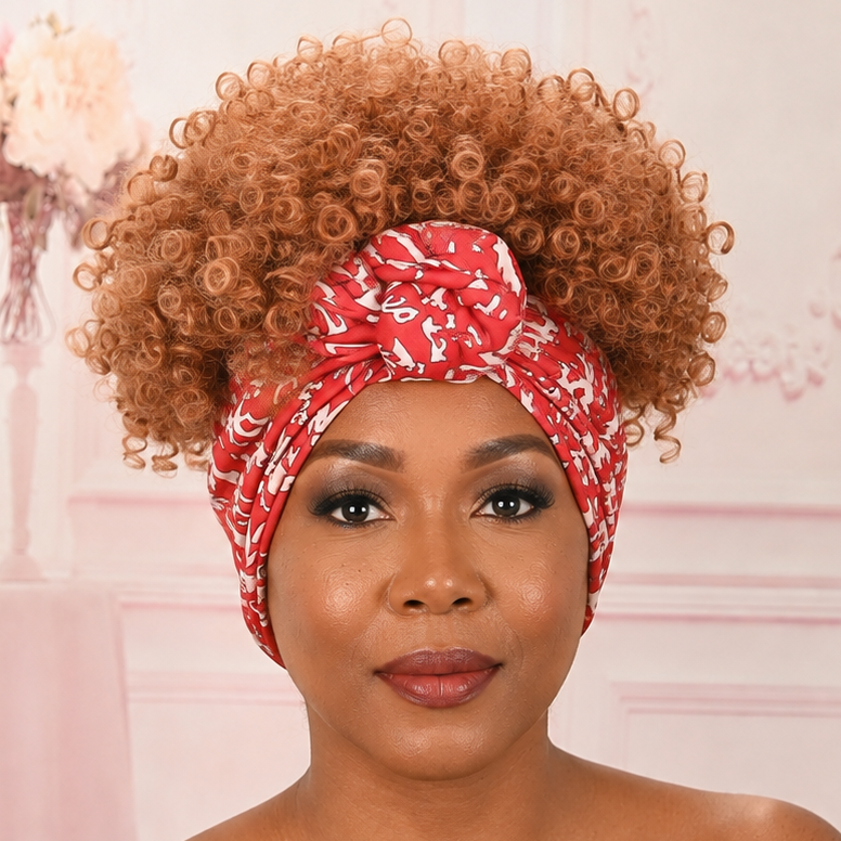 Red Afro Curly Headband Wig