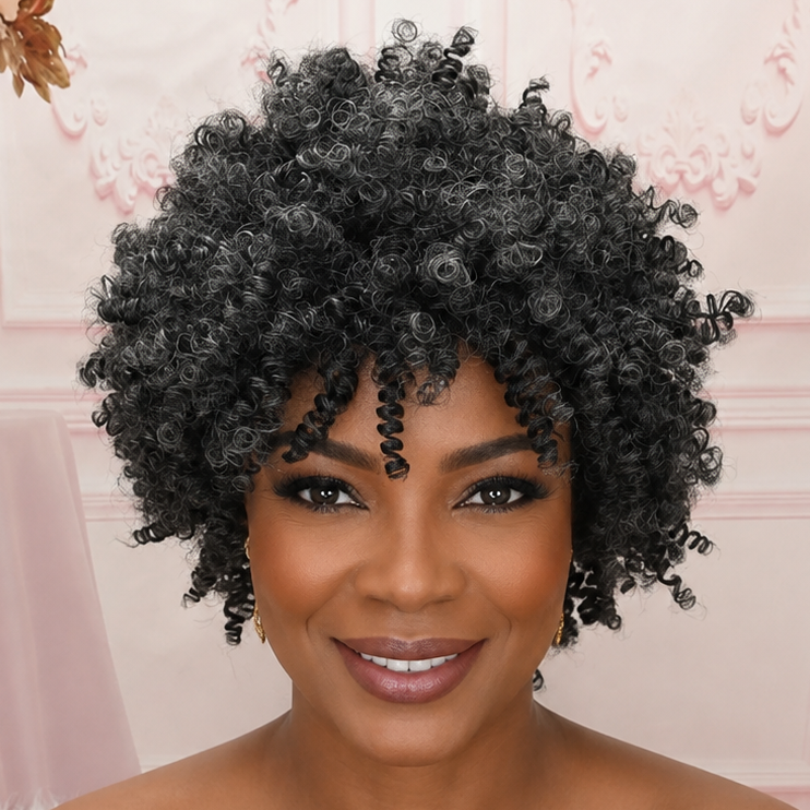 Gray Black Ombre Afro Wig