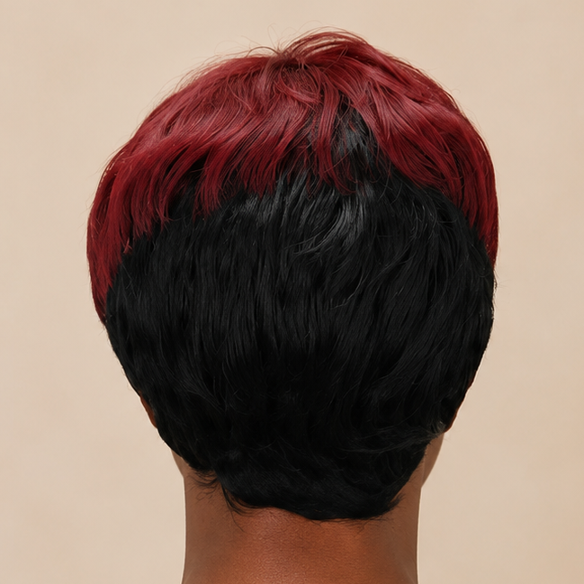 Red & Black Ombre Pixie Wig