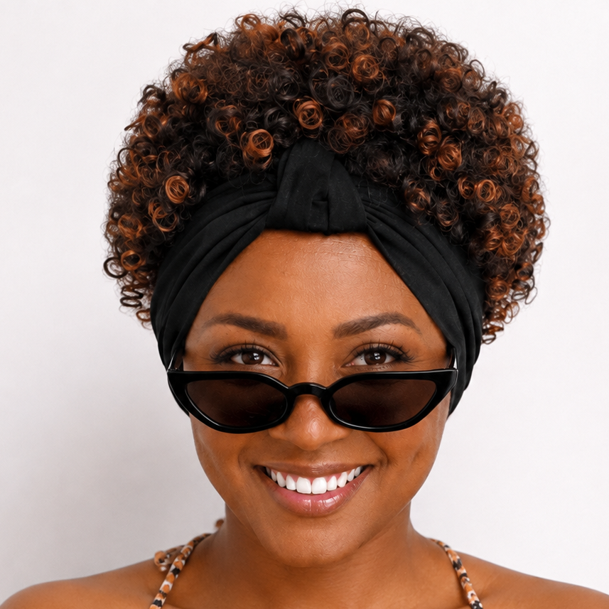 Ombre Brown Afro Turban Wig