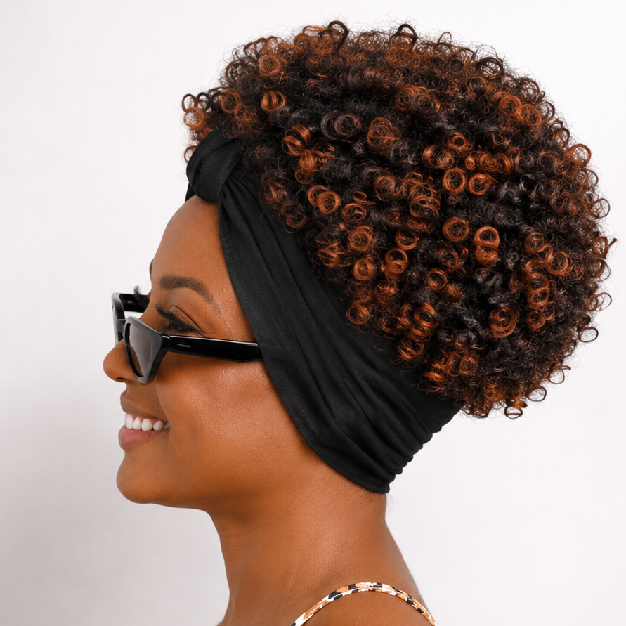 Ombre Brown Afro Turban Wig