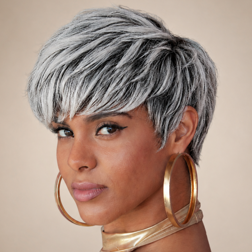 Salt & Pepper Shag Pixie Wig
