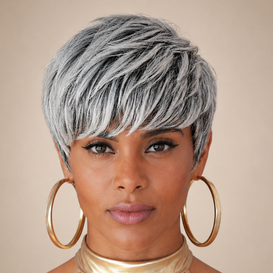 Salt & Pepper Shag Pixie Wig