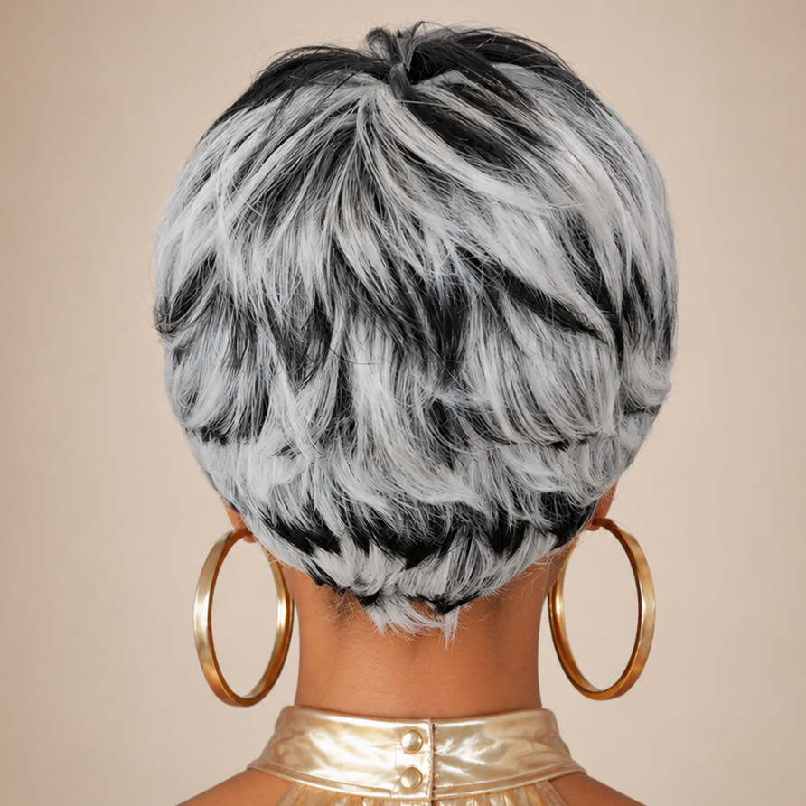 Salt & Pepper Shag Pixie Wig