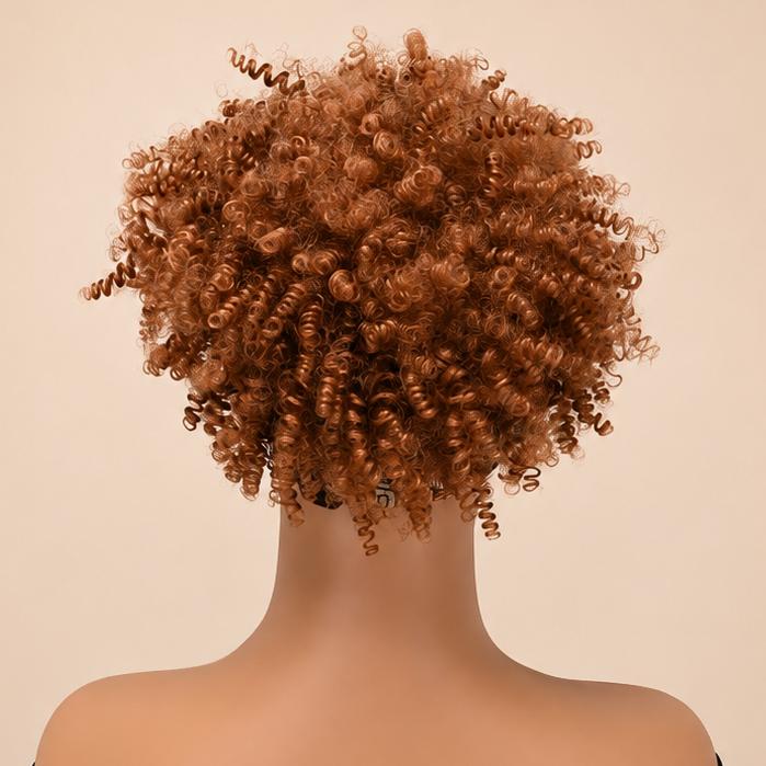 Peluca turbante afro rizado de jengibre