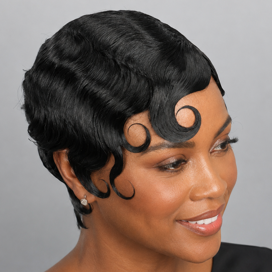 Finger Wave Human Hair Wig
