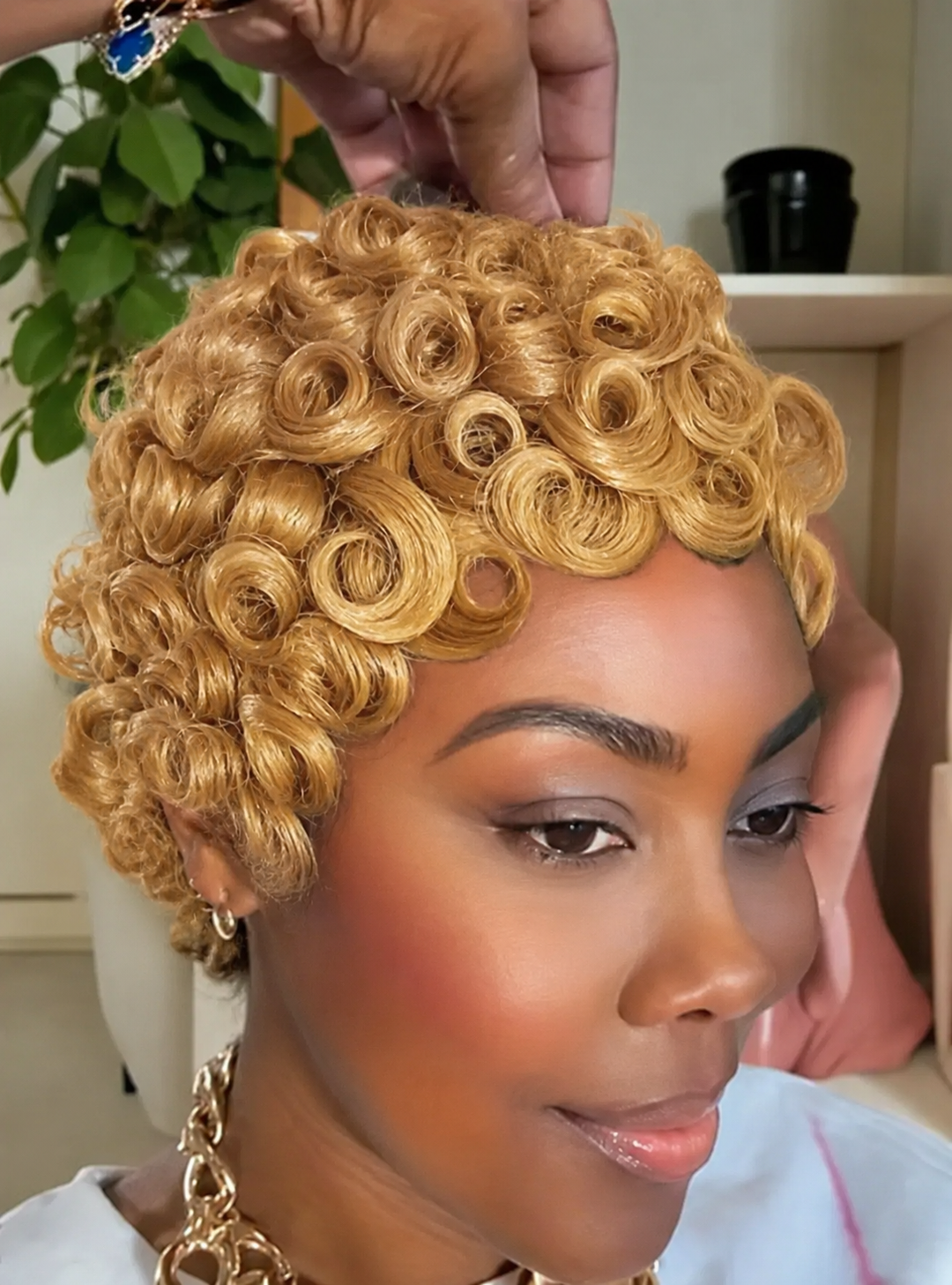 Highlight Curly Pixie Human Hair Wig