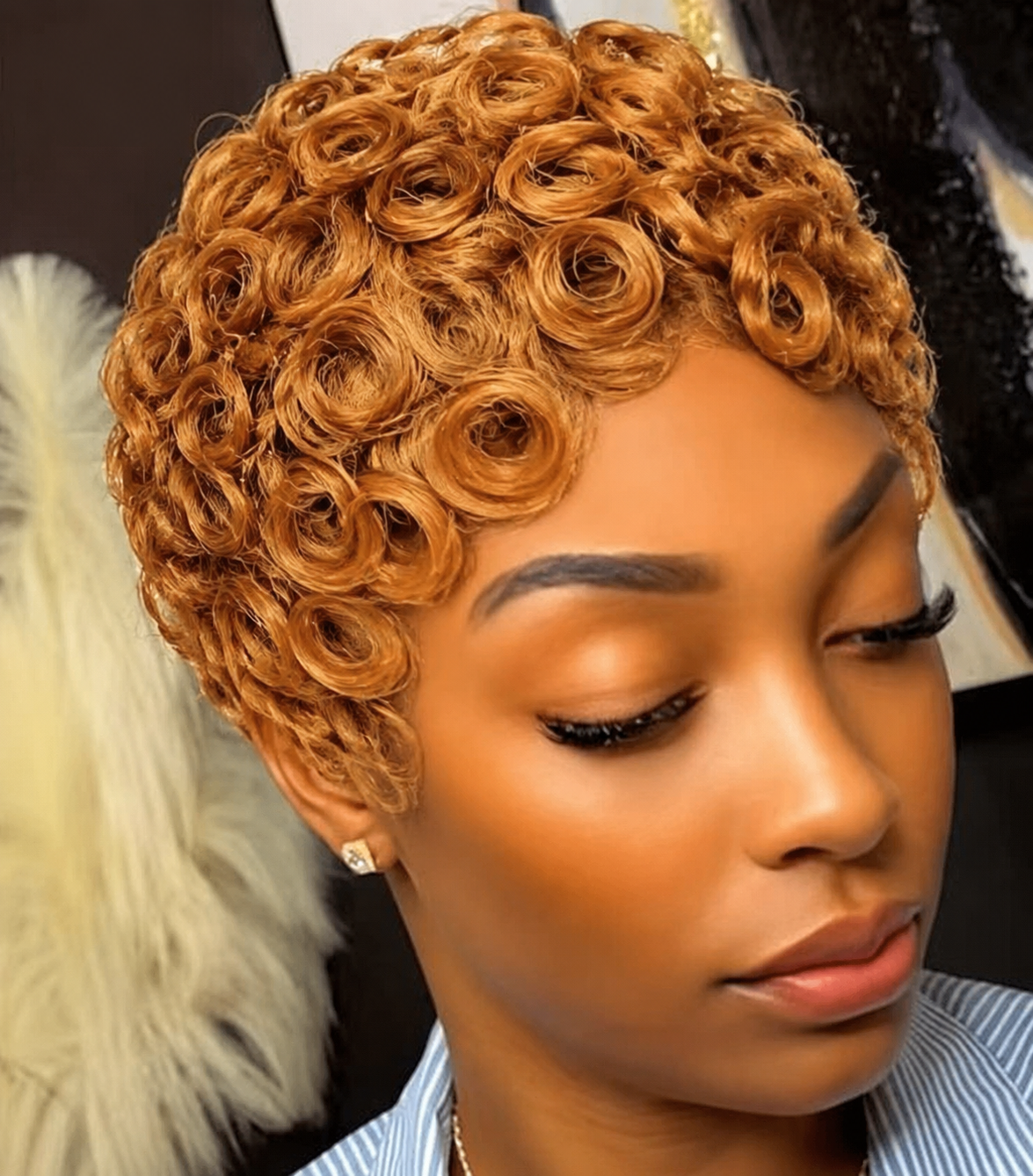 Highlight Curly Pixie Human Hair Wig