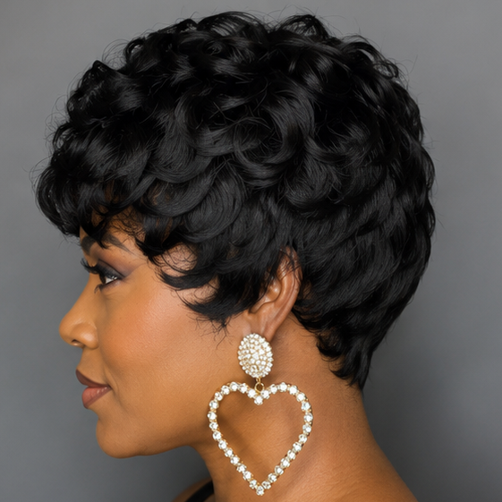 Black Curly Pixie Wig